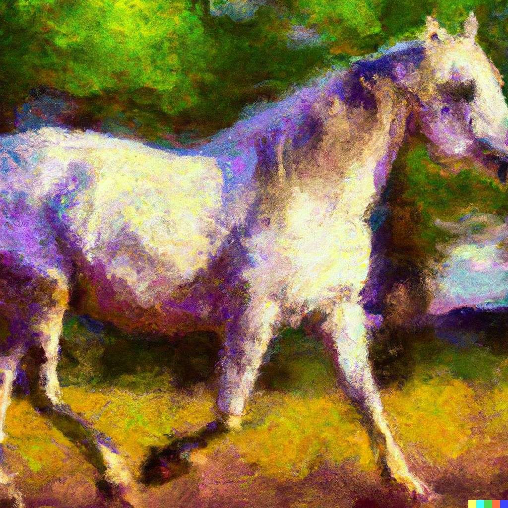 a horse, painting, impressionism style
